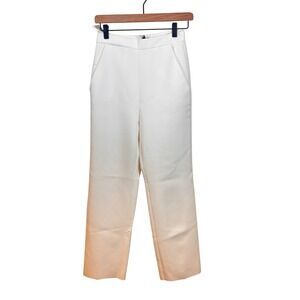 MGSM Women's White Crepe Trouser Pants Size 38